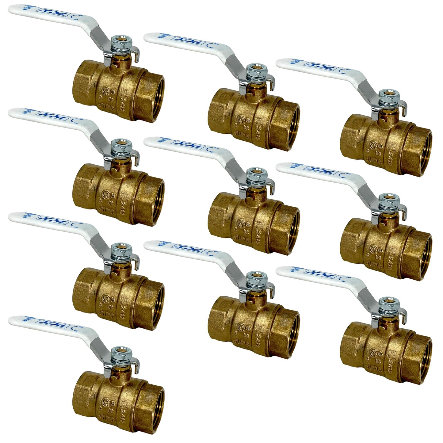PROCURU 10-Pack 1/2-Inch FIP Female NPT Threaded (FxF) Heavy Duty Brass Ball Valve, Full Port, 600 WOG, Certified Safe (3BT050-10P)