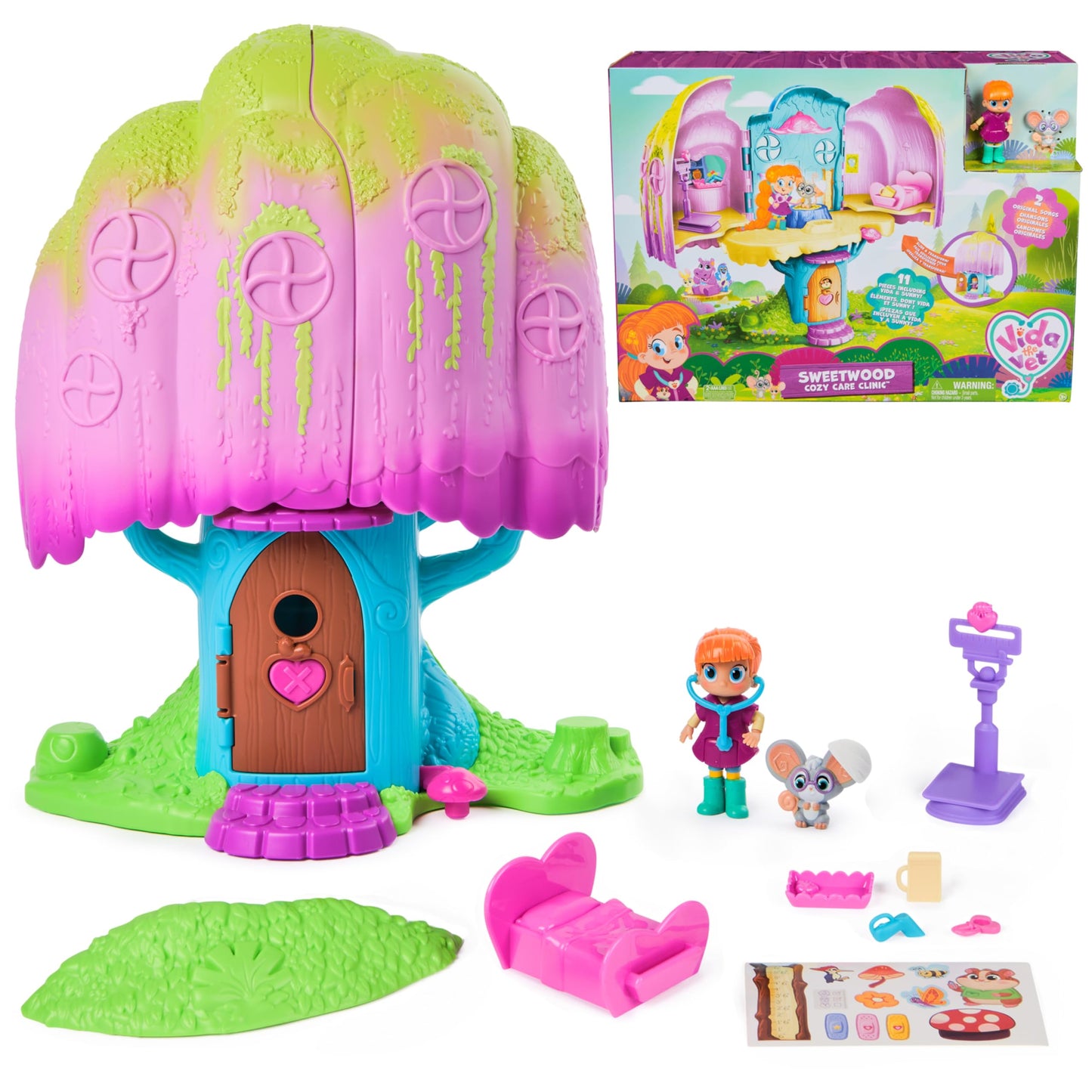 Vida the Vet, Vet Clinic, Treehouse Playset with Action Figures, Dollhouse Furniture & Accessories, Kids Toys for Girls & Boys Ages 3 and up