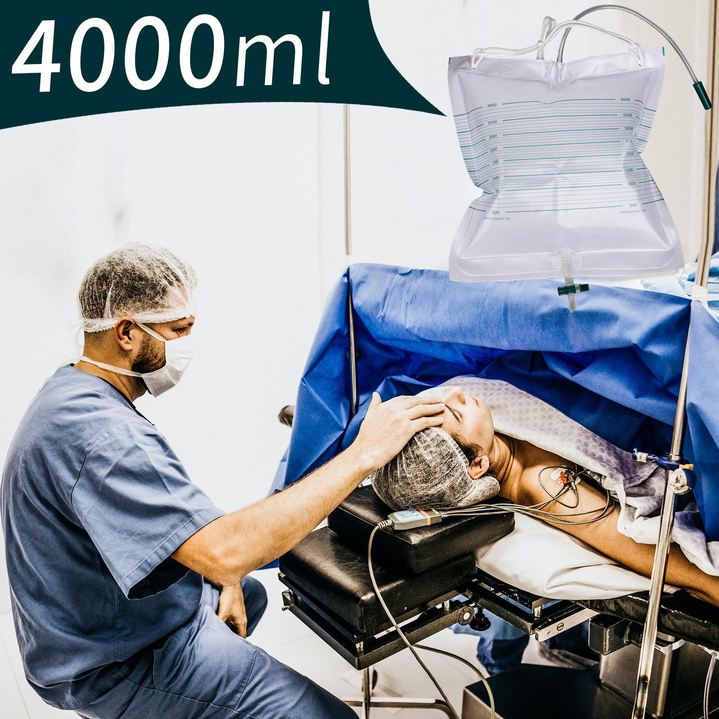 10 Packs 4000mL Urinary Drainage Bags,Overnight Drain Bags with Anti-Reflux, Extra Large Volume Urine Bag, Urinal Collector Urinary Bags