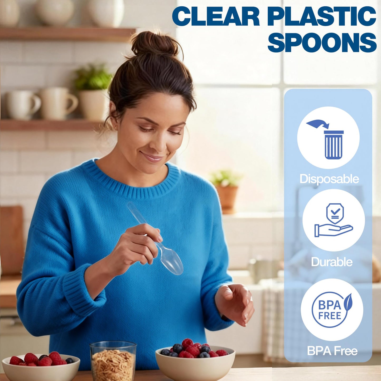 1000 Count Clear Plastic Spoons Disposable, BPA-Free, Heat Resistant, Solid and Durable Disposable Spoons Heavy Duty Bulk, Premium Spoons plastic disposable for Party Supply