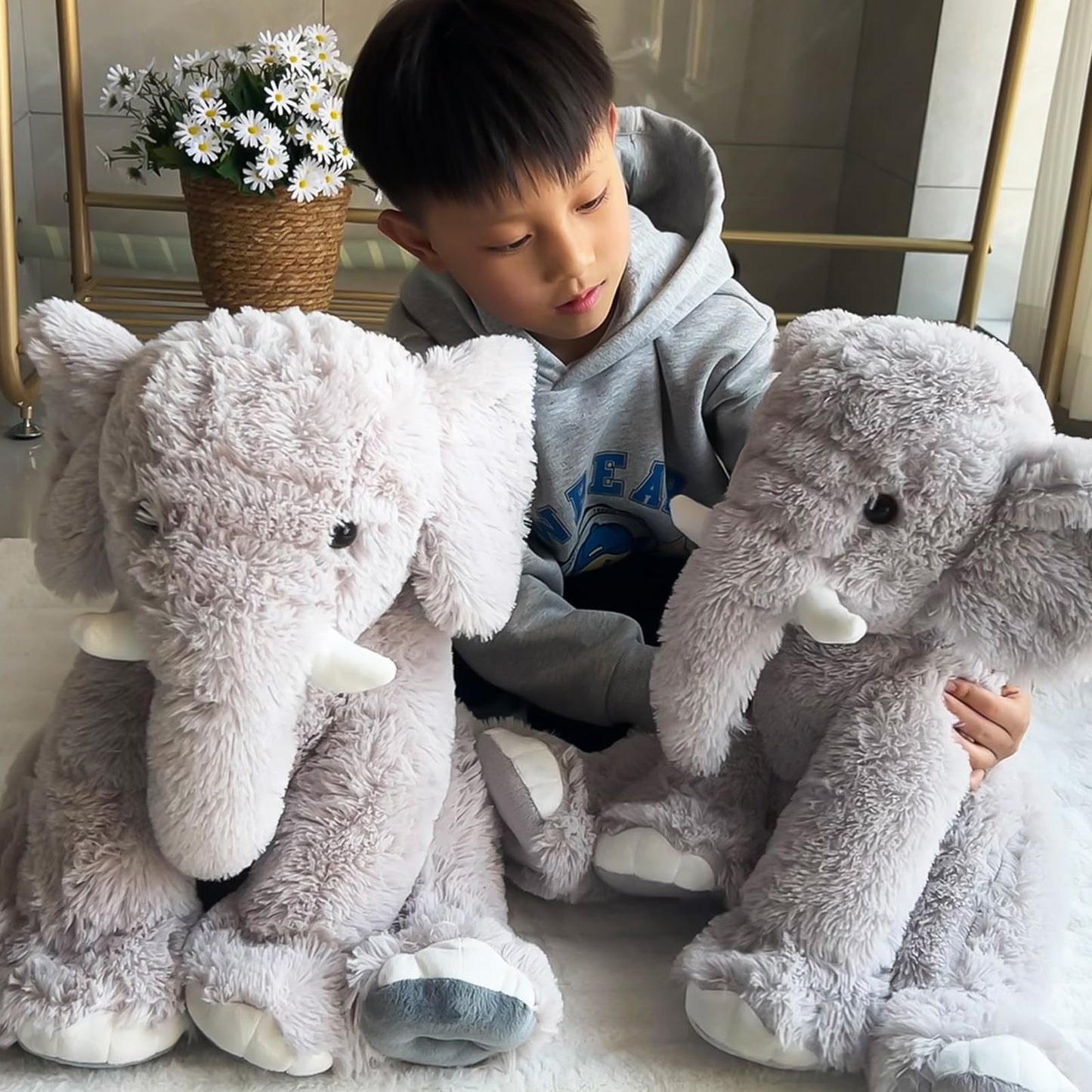UBABER 20 Inch Large Elephant Stuffed Animals,Clever Elephant Plush Pillow for Kids, Perfect Elephant Gifts for Women,Super Soft Elephant Room Decoration(Gray).