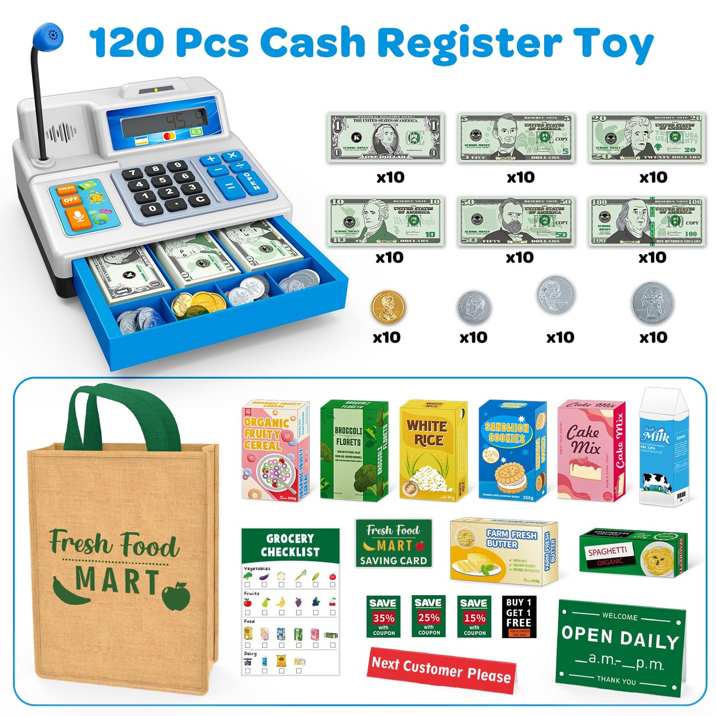 Calculator CashRegister Toy Gift-Grey