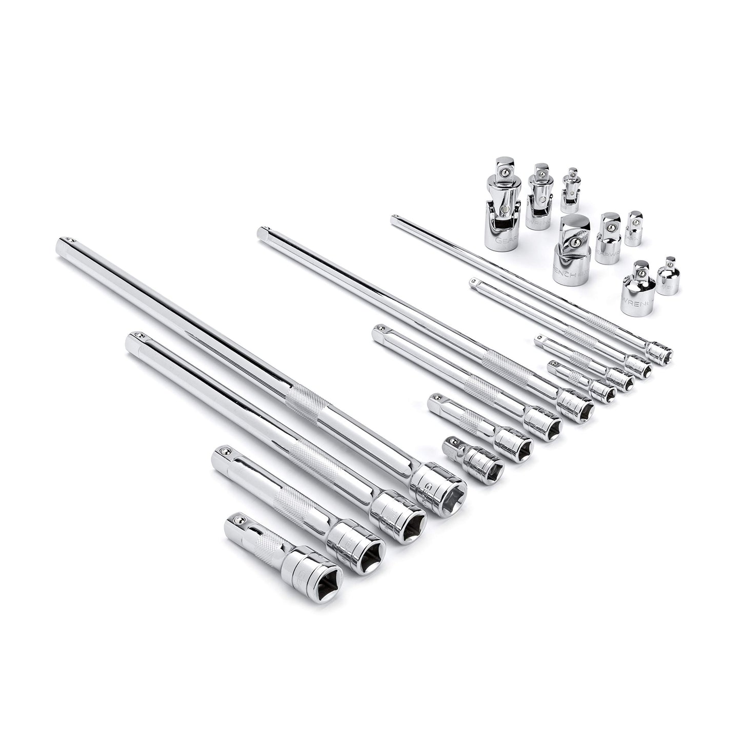 GEARWRENCH 20 Piece 1/4", 3/8", 1/2" Drive Extension, Universal Joint and Adapter Set - 81315A-07