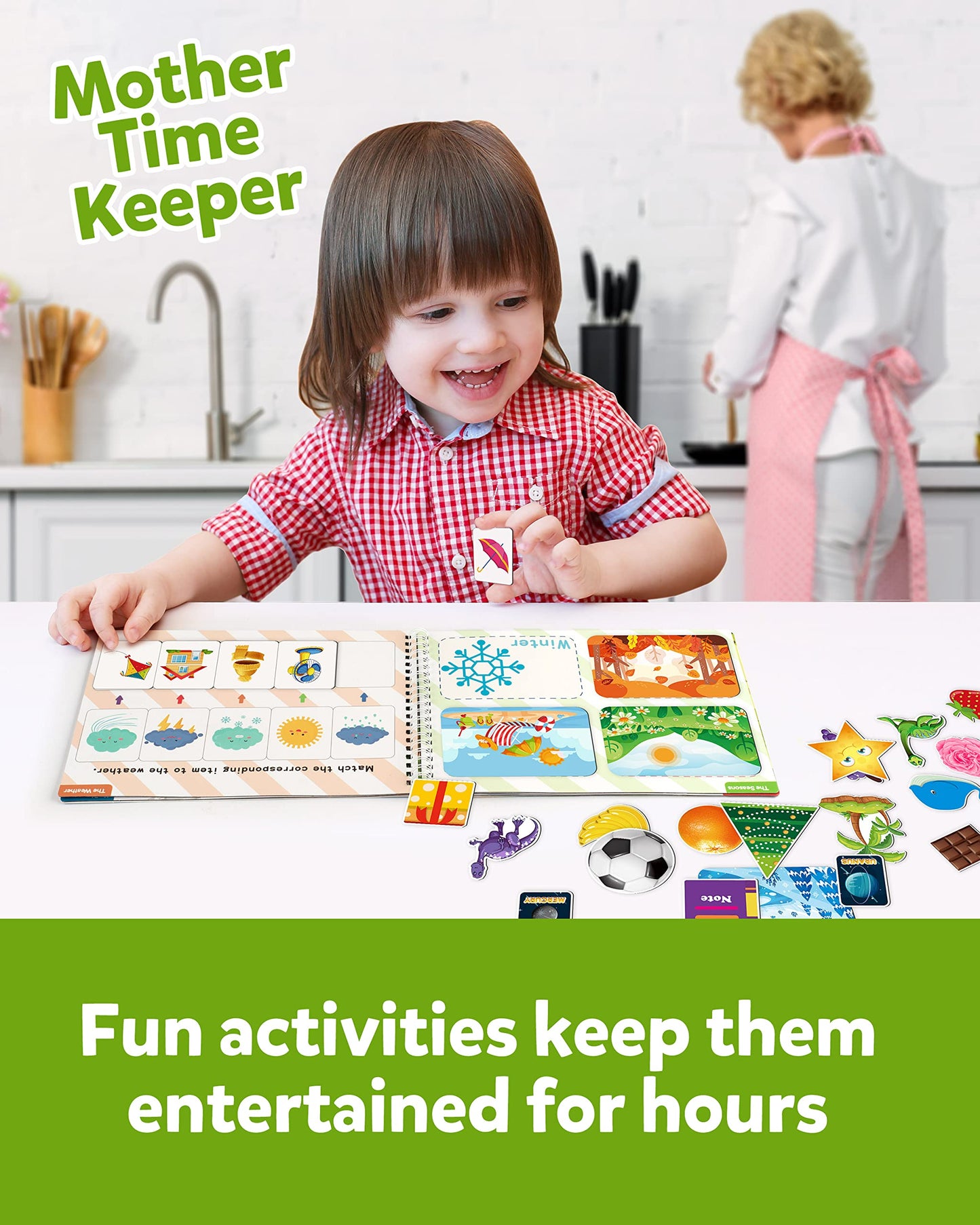 Coogam Preschool Magnetic Busy Book, 9 Themed Stickers Sensory Toys Fine Motor Skills Learning Binder Quiet Book Montessori Toys for Kids Toddlers Home Kindergarten