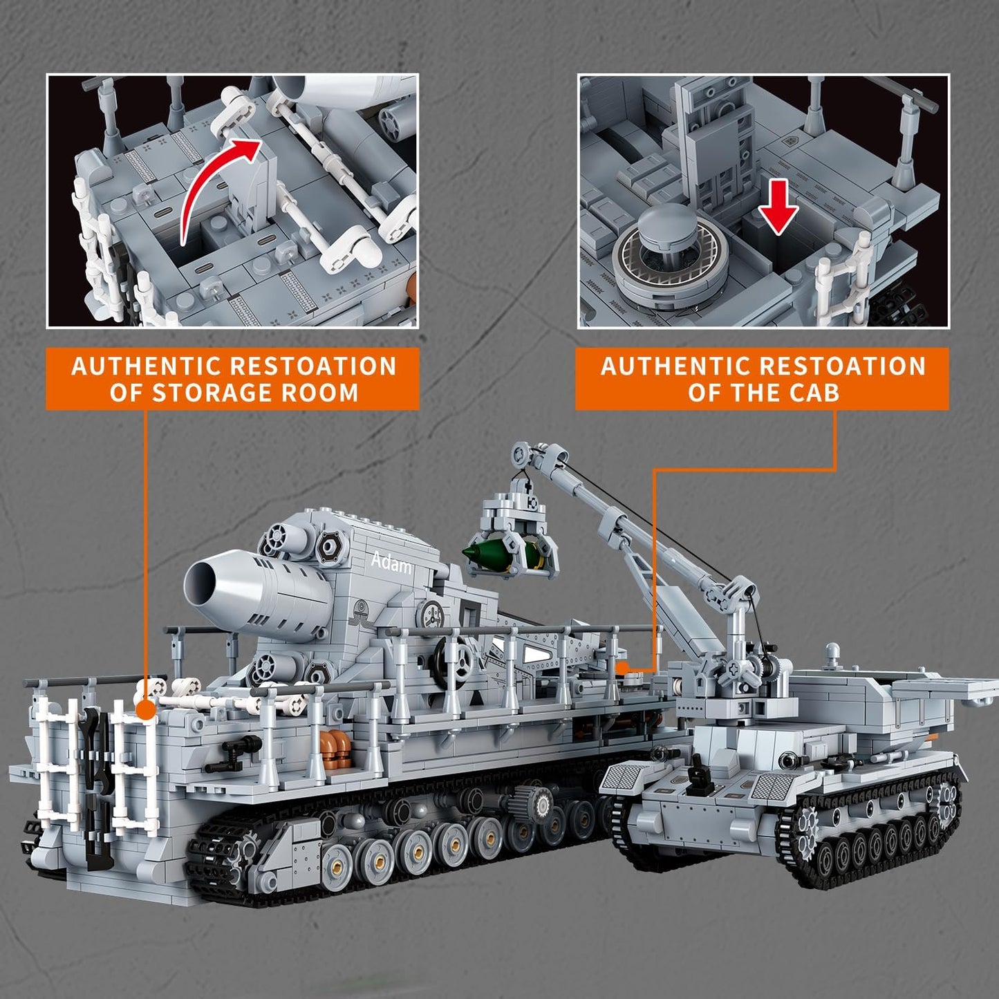 Karl Heavy Mortar Tank Building Block Set 2875 Pieces, Compatible with Lego Military Army Set for Adults WW2 German Mortar Model Kit with Ammo Tractor, 1: 26 Scale Vehicles Model Home Decor