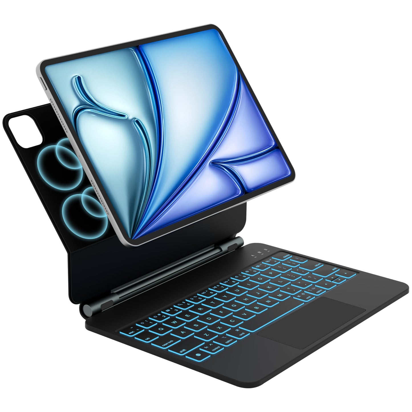 Otuoor Keyboard Case for iPad Air 11 inch (M3 2025 / M2 2024) & iPad Pro 11 inch (4th/3rd/2nd/1st Gen), Magic Keyboard for iPad Air 5th/4th Gen with 7 Colors Backlight, Multi-Touch Trackpad (Black)