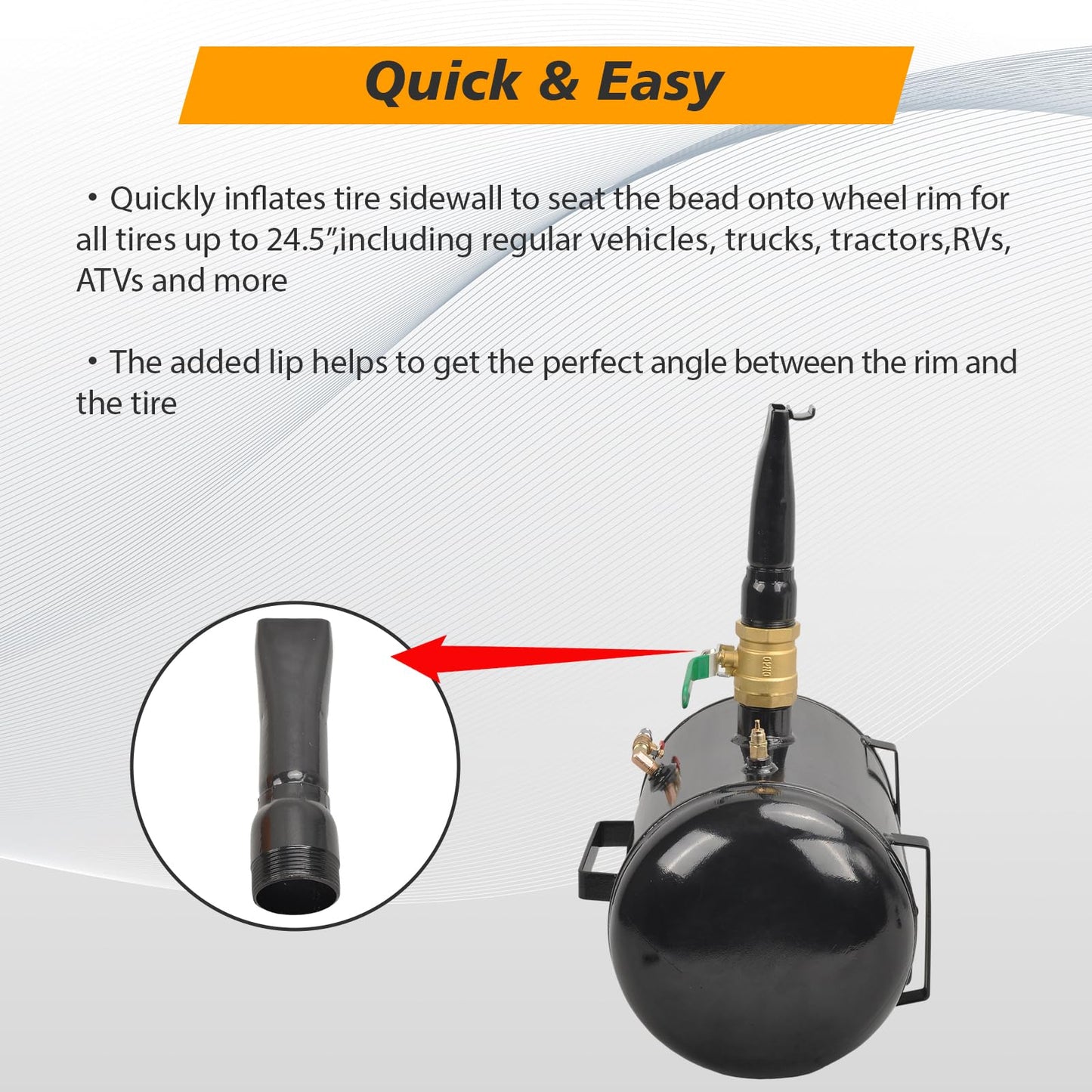 higehio Tire Bead Seater 145PSI Blaster Tool 5 Gallon Air Tire Seating Blaster Inflator Wheel Seating Tool Inflator Tank for Car Truck ATV Tank,Black