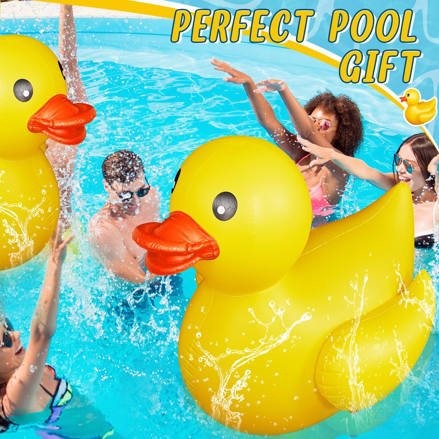 Hungdao 2 Pcs 5 Feet Giant Inflatable Duck Huge Rubber Duck Large Blow up Inflatable Pool Float for Adult Summer Beach Swimming Pool Party Decoration
