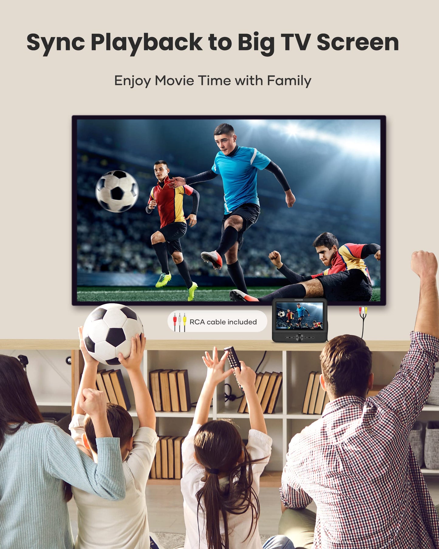 FANGOR 7.5’’ Dual Car DVD Player, Portable DVD Player for Car with 5H Battery, Last Memory, AV Out & in, Support USB/SD/Sync TV (1 Player+1 Monitor)