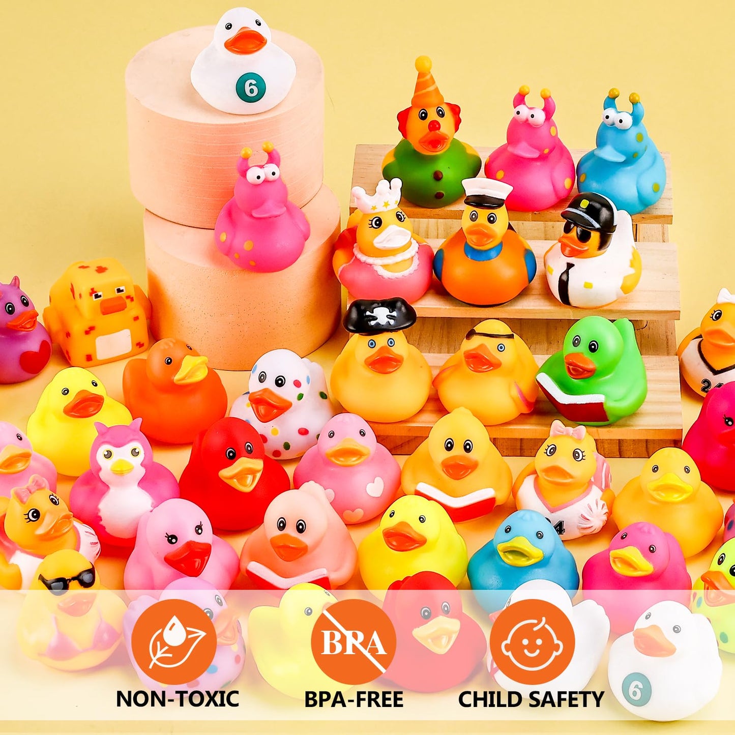 200 Pack Rubber Ducks in Bulk, Jeep Ducks for Ducking, Ducks for Jeeps Assorted, Bath Toys Floater Duck for Kids, Baby Showers Accessories Party Favors