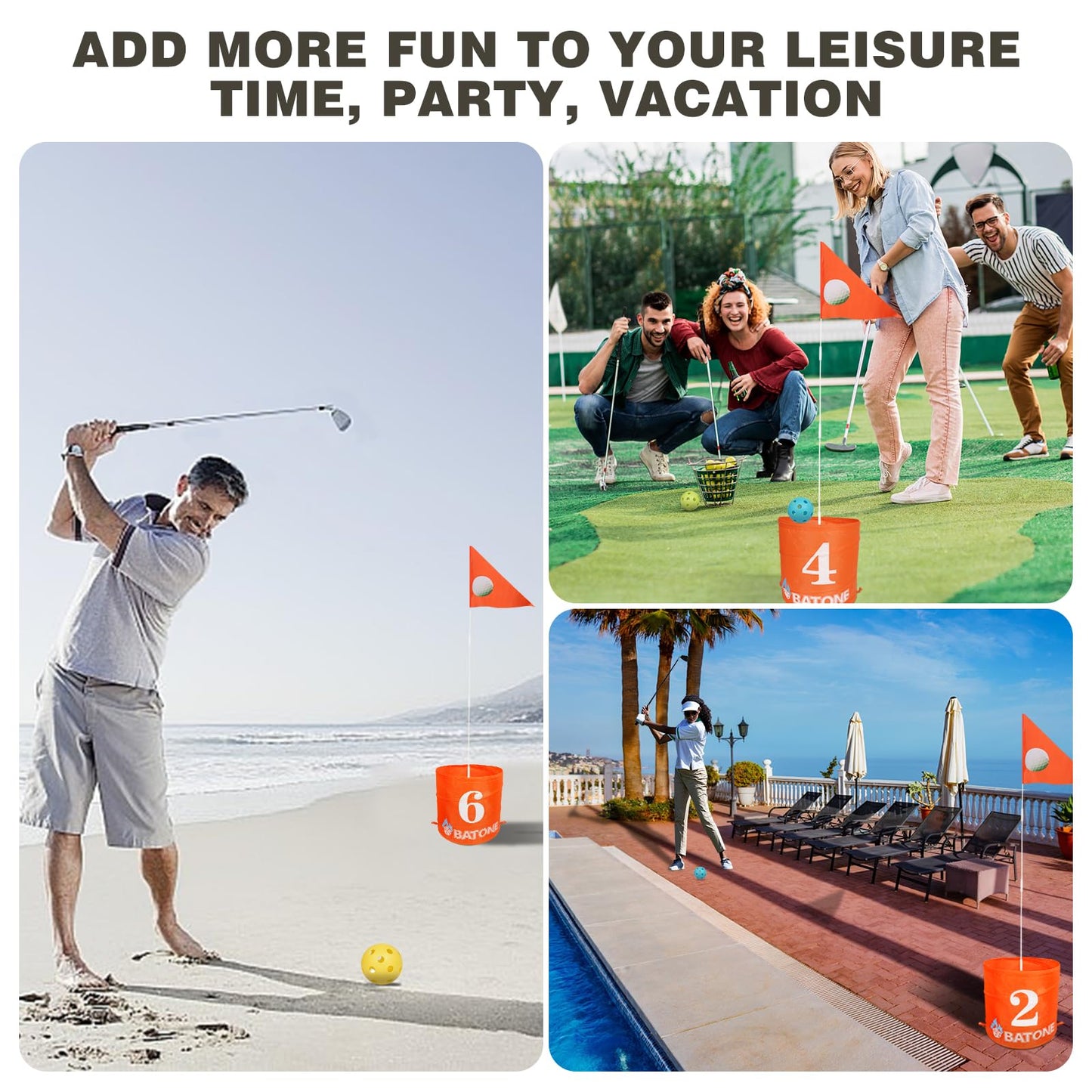 BATONE Backyard Golf Game for Kids and Adults Portable 6 Hole Golf Games Suitable Golf Chipping Game for Yard, Court, Lawn, Beach, Park···