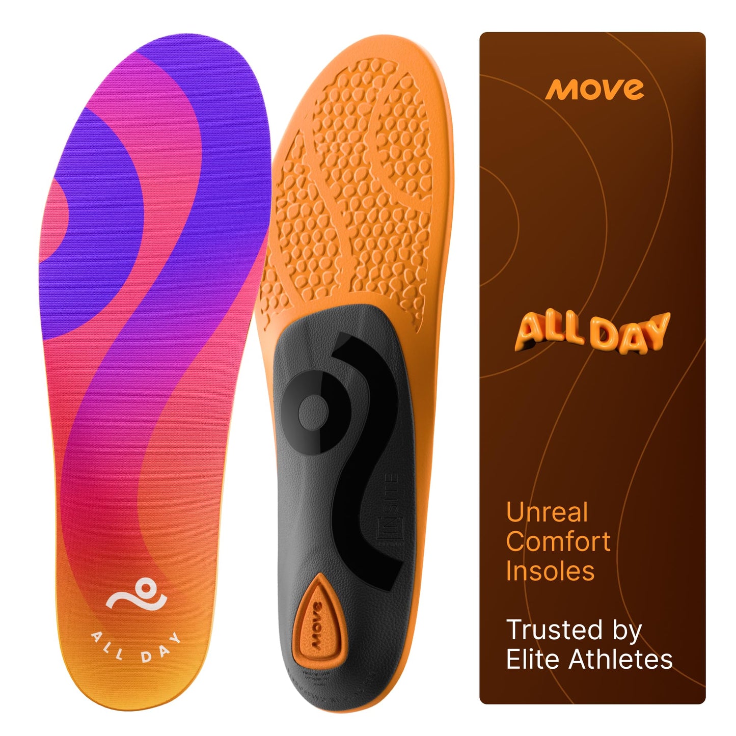 MOVE All Day Comfort Insole - Extra Plush Foam Insole for Stress Reduction on Feet, Knees, Back, Shock Absorbing, Walking, Foot Cushion, Comfort, Arch Support, and Work Boots (M6-6.5/WM7.5-8)