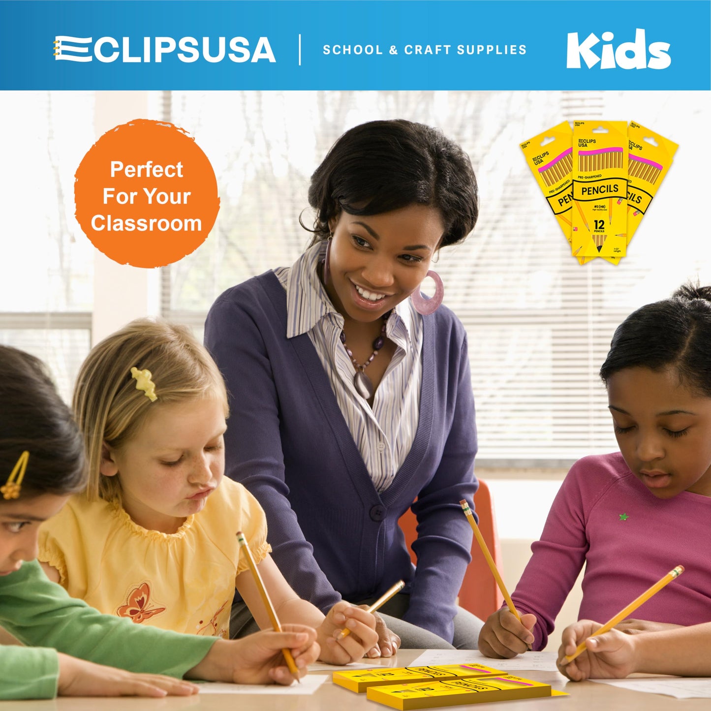 E-CLIPS USA Sharpened Pencils #2 Bulk, Classroom Must Haves School Supplies, Number 2 Pencils Bulk Office Supplies, 12 Per Box (48 Boxes)