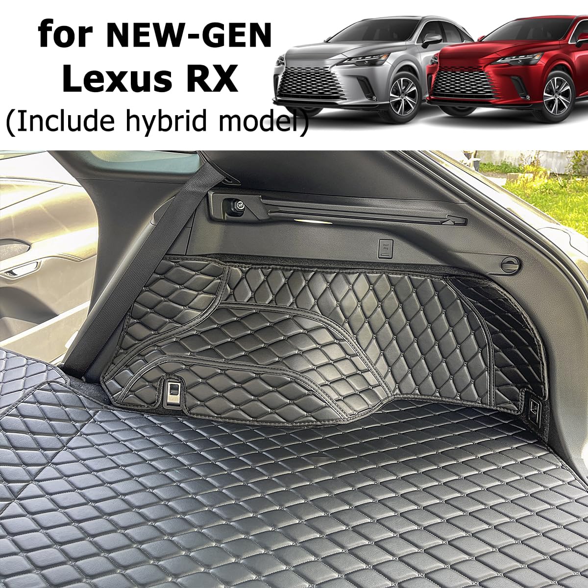 7DEEKEI Cargo Mat for 2023-2025 Lexus RX350 RX350H RX450H RX500H Trunk and Rear Backrest Cargo Liners All Weather Anti-Slip