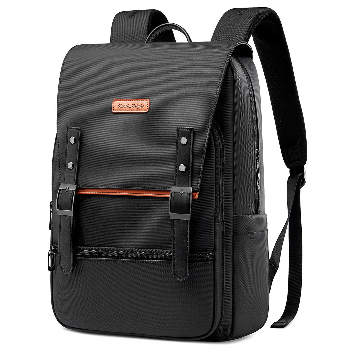 Slim Laptop Backpack for Men & Women, 15.6 Inch Lightweight Business Backpack with Magnetic Flap, Keychain, Casual Daypack College Bookbag Water-Resistant Travel Work Commuter Backpack, Black