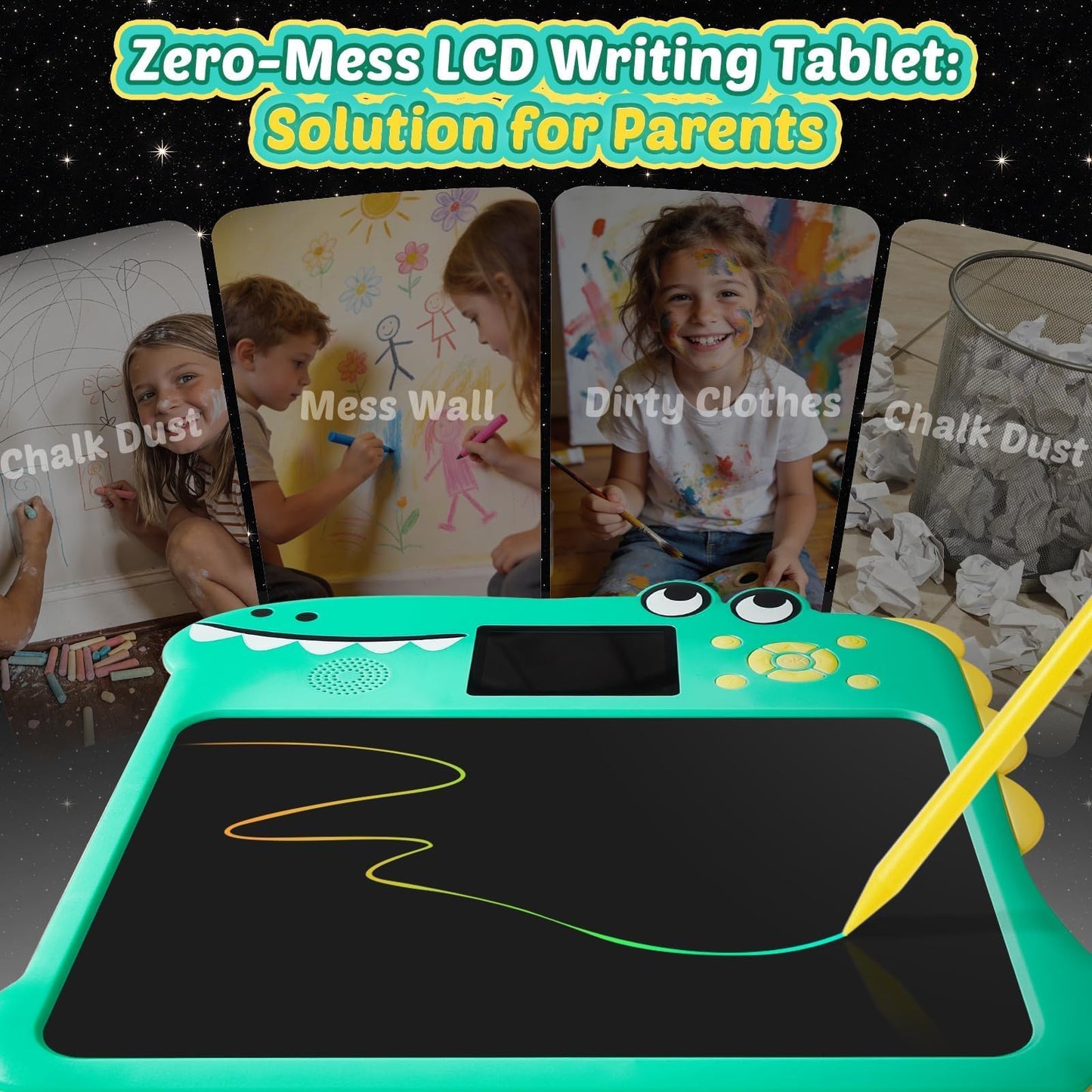 2-in-1 LCD Writing Tablet for Kids & Learning Tablet for Kids Ages 4-8 (17 Learning Themes), Charging Erasable Board, Educational Learn Alphabets Toys Birthday Gifts for Girls Boys