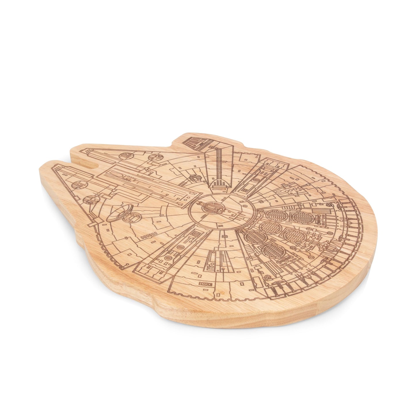 PICNIC TIME Star Wars Millennium Falcon 16 Inch Serving Board, Wood Cheese and Charcuterie Board, Decorative Cutting Board with Hanging Hole, (Parawood)