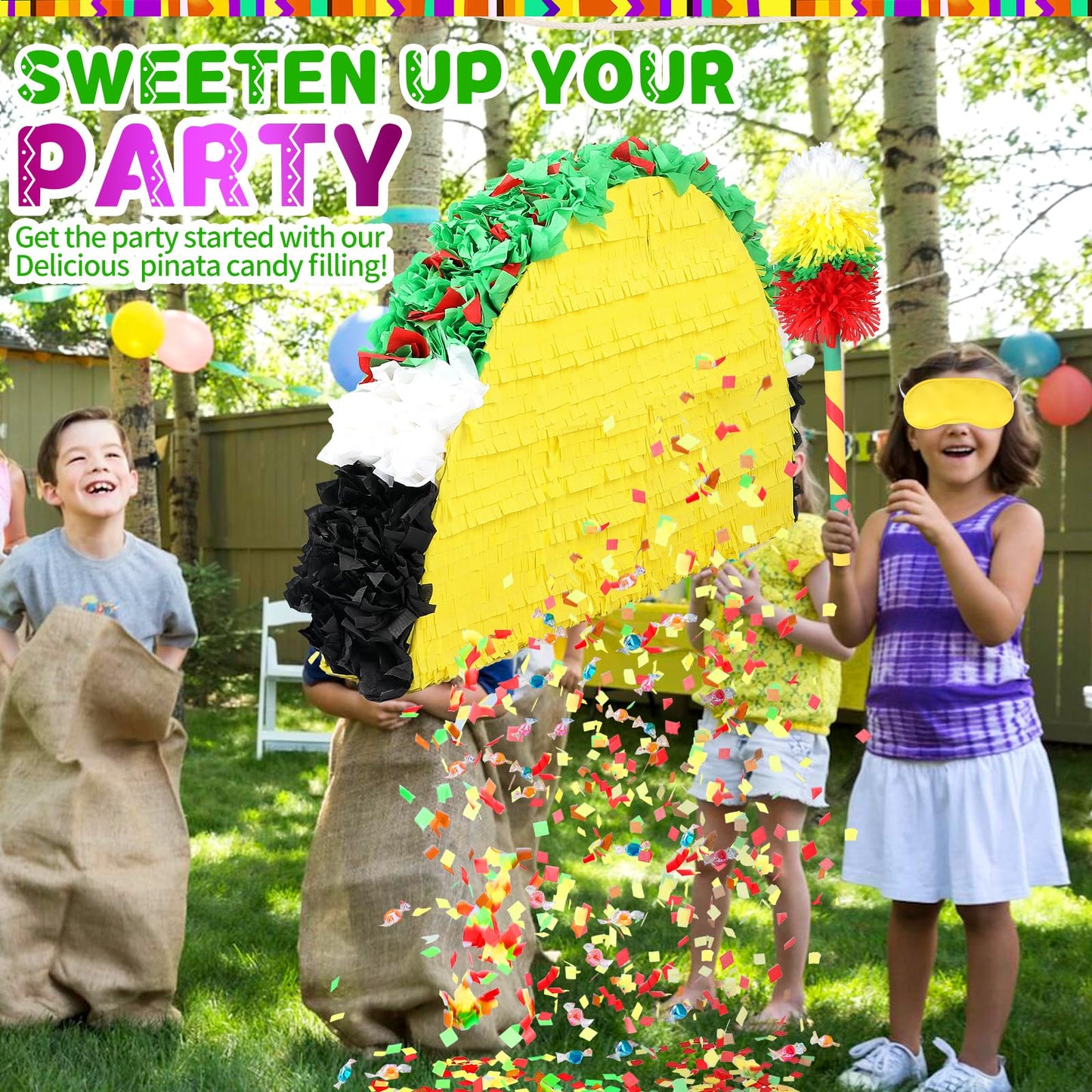 27" Large Taco Piñata for Birthday Party Decoration – Vibrant Cinco de Mayo, Taco Bout a Party, Mexican Theme Bash Taco Tuesday