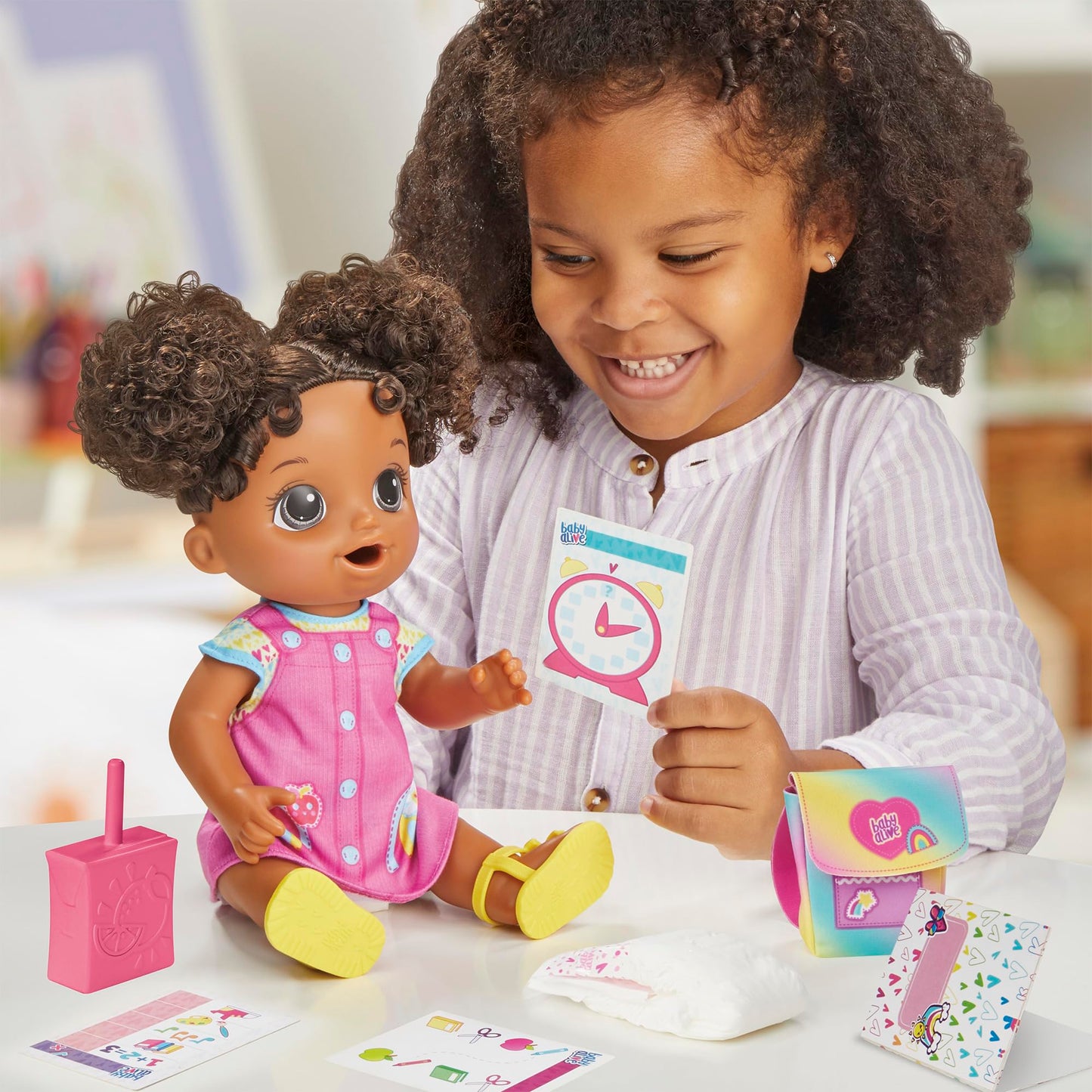 Baby Alive Time for School Baby Doll Set, Back to School Toys for 3 Year Old Girls & Boys & Up, 12 Inch Baby Doll, Black Hair (Amazon Exclusive)