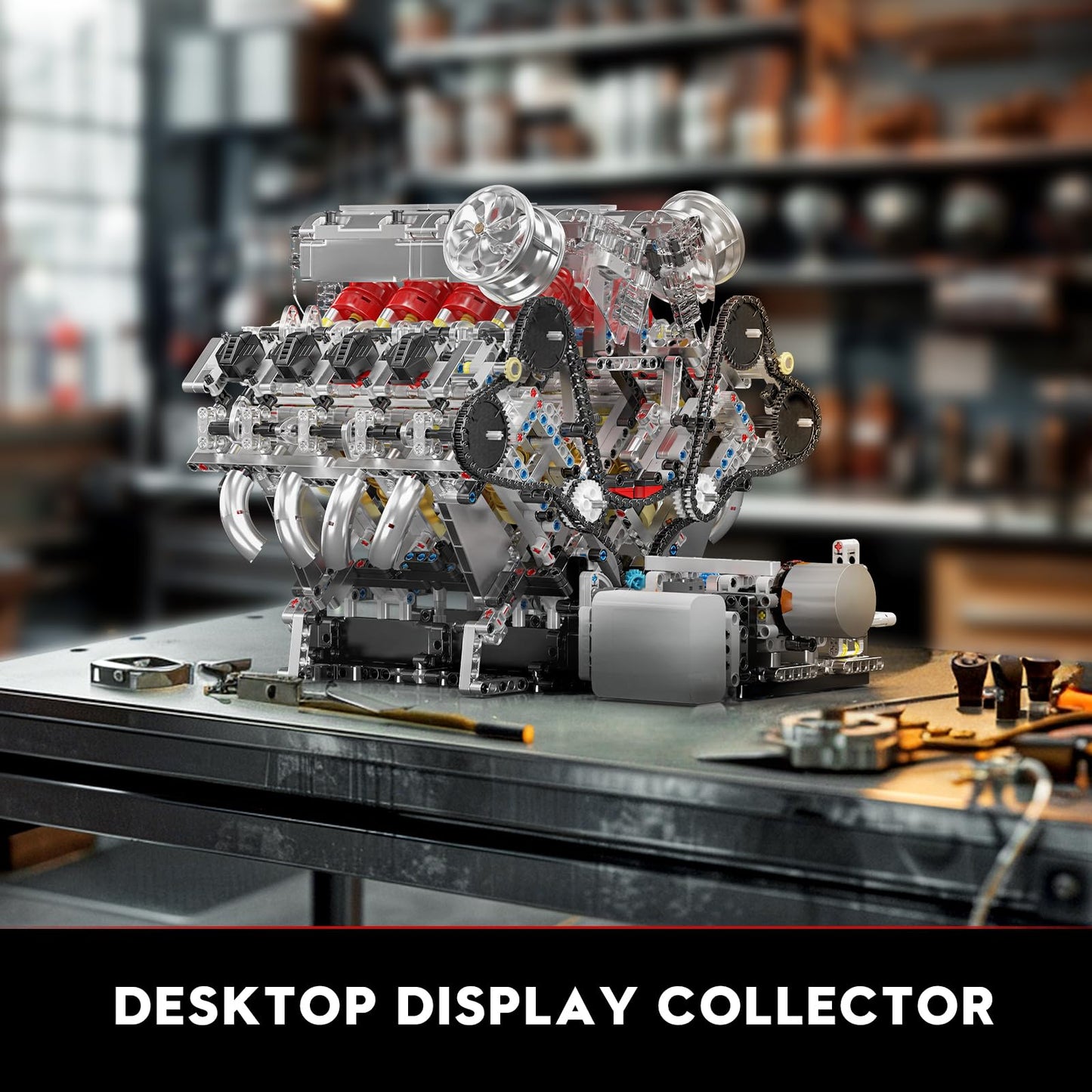 Mould King 10219 V8 Engine Model Kit - Build Your Own Supercar Model Engine, STEM Engineering Building Blocks Sets with Motor, 8-Cylinder Engine Building Kits for Teens Adults(2718 Pieces)
