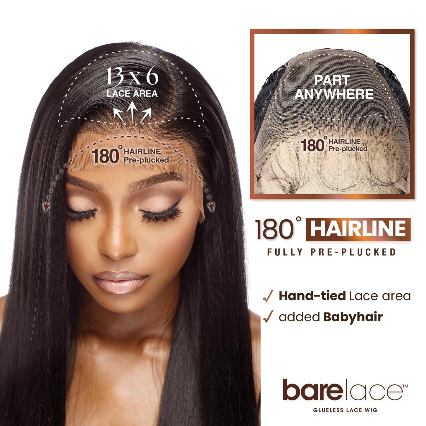 Sensationnel Bare lace 13x6 wigs - unit 3 lacefrontal glueless synthetic 180 degree preplucked hairline (1B OFFBLACK)