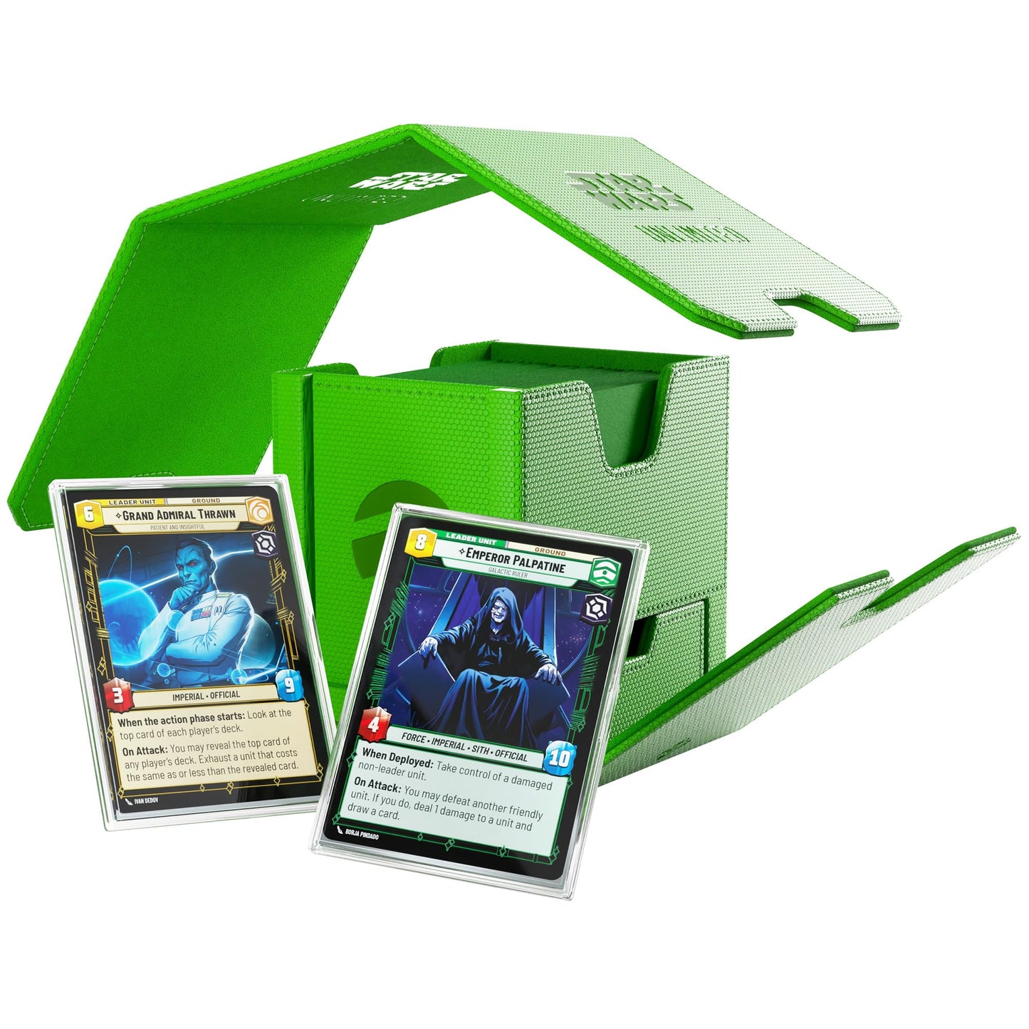 Gamegenic Star Wars Unlimited Twin Suns DECK POD - Premium Deck Box with UV-Protected Card Cases, Holds 100 Double-Sleeved Cards, Designed for the Star Wars Unlimited TCG, Green Color, Made