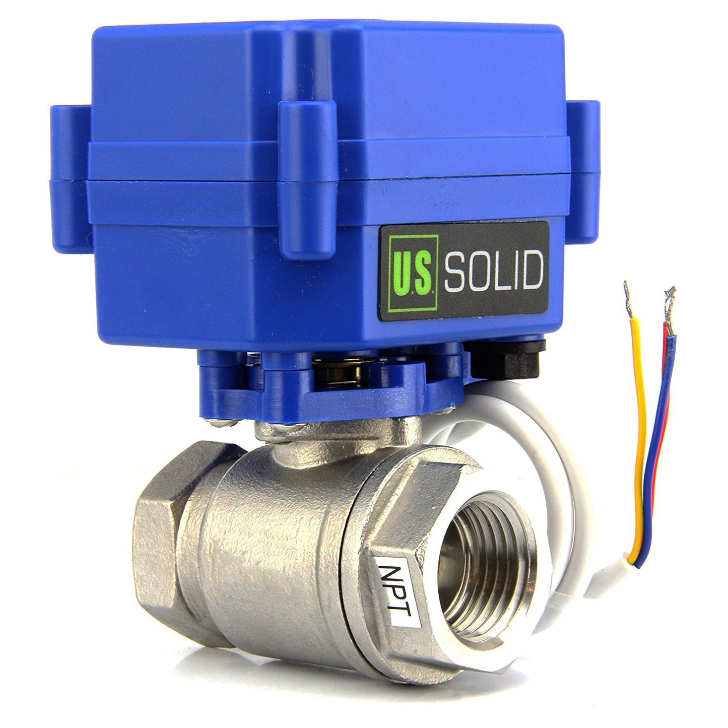 U.S. Solid Motorized Ball Valve- 3/4" Stainless Steel Electrical Ball Valve with Full Port, 9-24V AC/DC and 3 Wire Setup