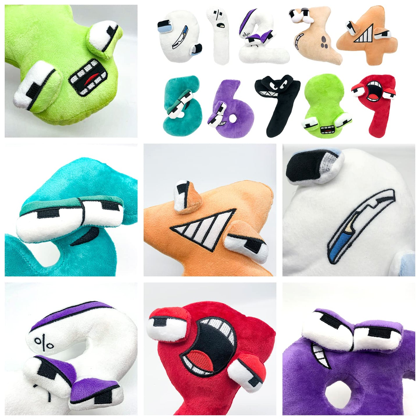 yohica 10PCS Nume Lore Plush Throw Pillow Plush Toy,Nume Plush 0-9 Stuffed Figure Doll for Kids and Adults,Birthday Choice for Fans Gifts