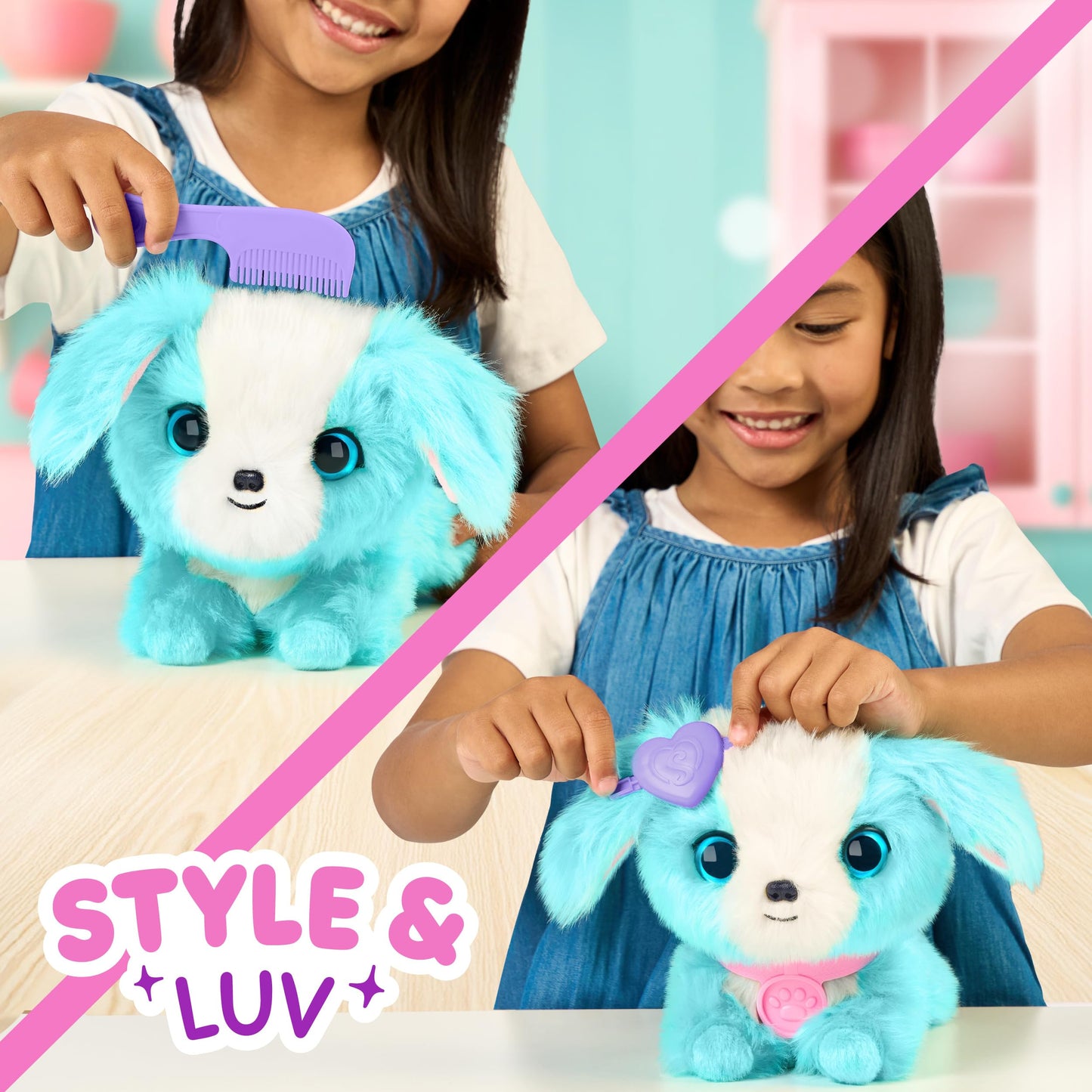 ScruffaLuvs Pet Scruffs Blue - Mystery Plush Toy, 7.5" Tall - Wash to Reveal 1 of 3 Rescue Pets: Puppy, Bunny, or Kitty - Includes 8.7" Deluxe Pet Carrier