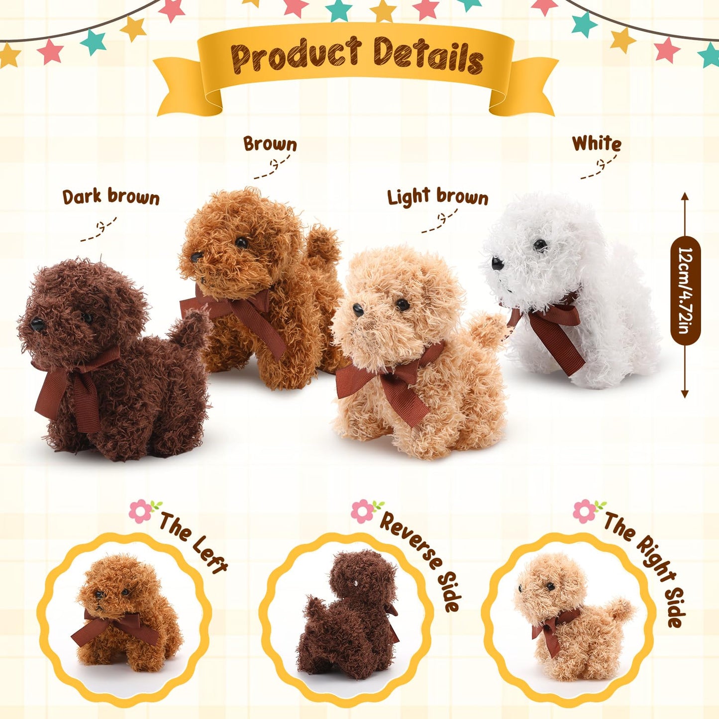 Sosation 20 Pcs 4.72 Inch Mini Plush Dogs Stuffed Puppy Bulk Adopt a Dog Party Favors Stuffed Animal Puppy for Birthday Gifts Fillers Christmas Baby Shower Carnival Prize(Bows,Multicolor)