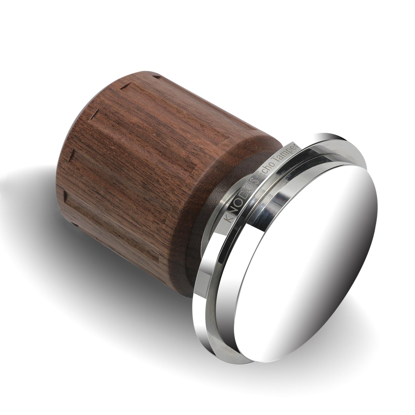 KNODOS Echo Self Leveling Espresso Tamper 54mm with Walnut Handle – 30lb Calibrated Spring Loaded Tamper Tool & Click Feedback for Breville Barista Express, Bambino Plus, Pro, Touch