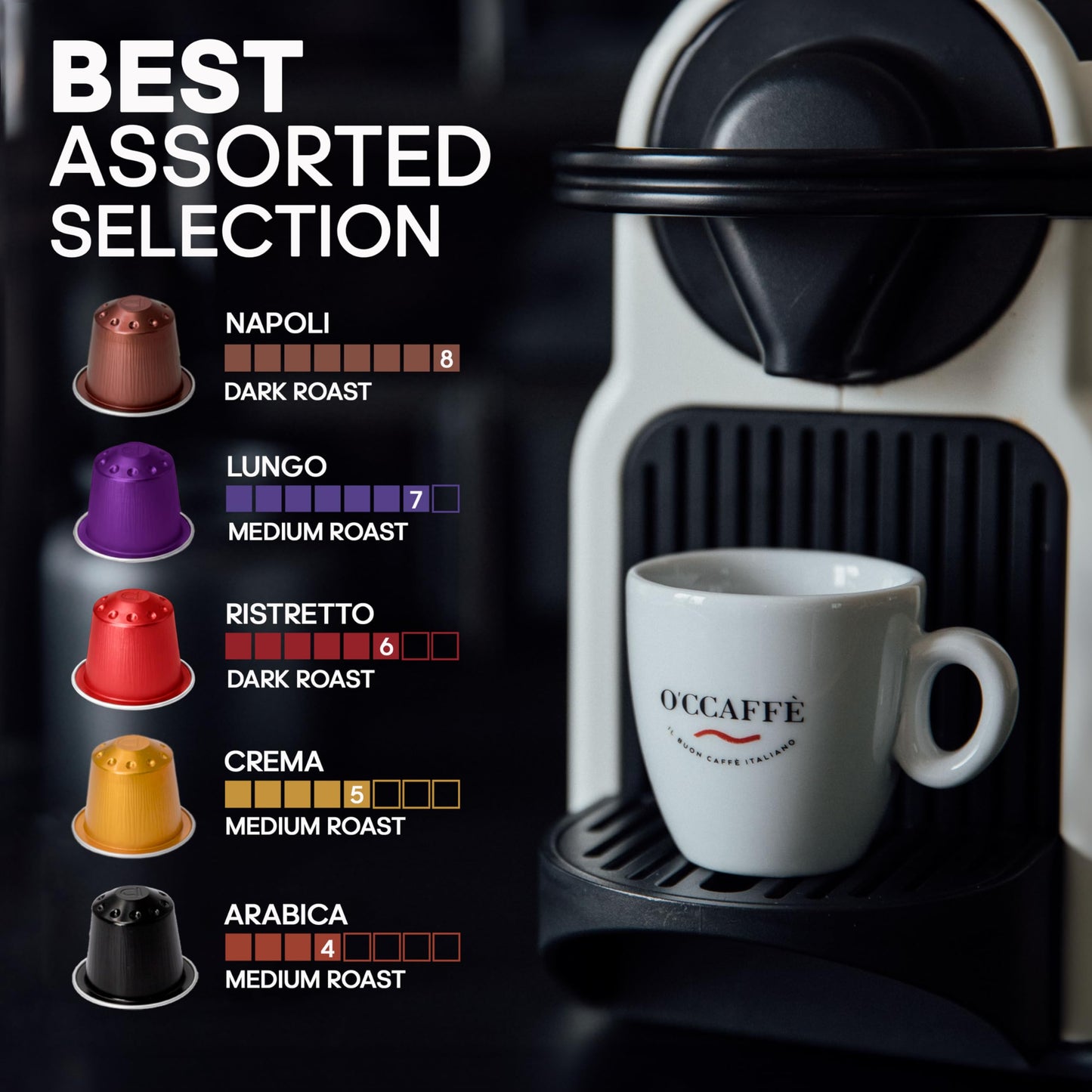 Occaffe Variety Pack Espresso Pods - by CAPSUCUP SELECTION 100 Selection Espresso Capsules compatible with Nespresso Machines