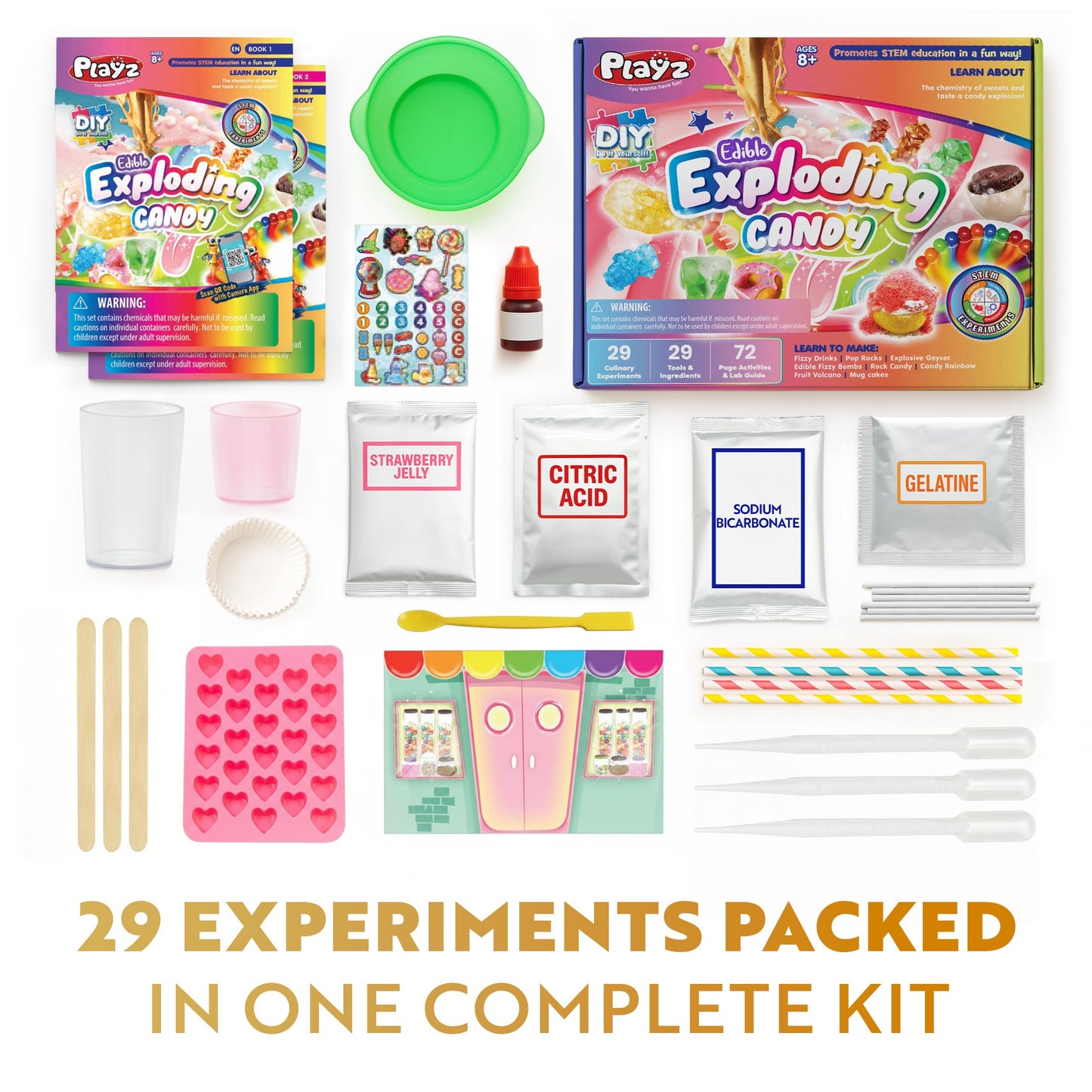 Playz STEM Chemistry Kit - Explosive Edible Experiments - Learn Science Fun for Boys and Girls Ages 8-13