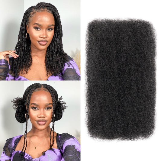 BLL Afro Kinkys Bulk Human Hair-100% Human Hair for Mini Twist Braiding Dreadlock Loc Extensions Afro Kinky Curly Hair Bulk Black Color (1B, 16 Inch (Pack Of 1))