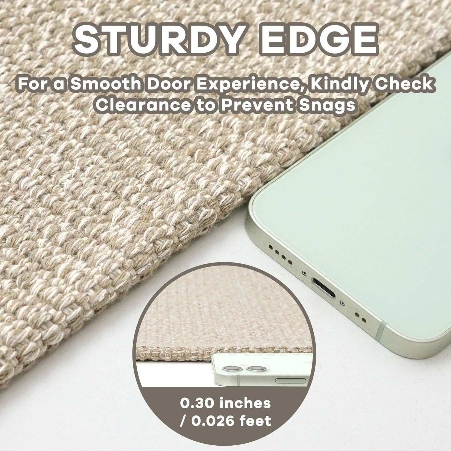 EARTHALL Washable Area Rug 3x5 Ft Non Slip Rugs for Entryway, Braided Rubber Backed Throw Rugs Door Mat Indoor Outdoor Entrance, Cotton Woven Carpet for Kitchen Foyer Front Door, Send/Beige