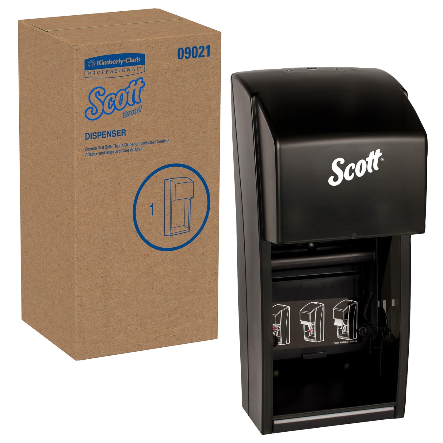 Scott Professional Vertical Standard Roll Toilet Paper Dispenser (09021), Dual Capacity, Black, 6.0"x13.6"x6.6" (Qty 1)