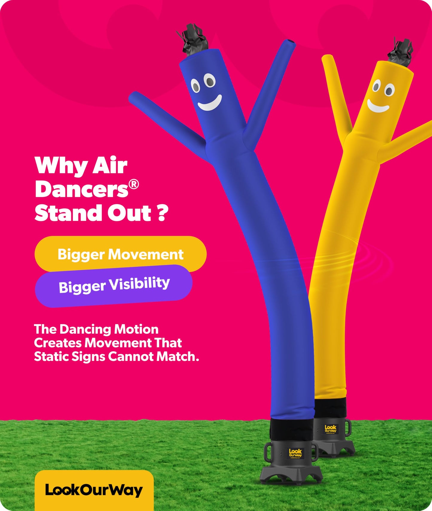 LookOurWay Air Dancers Inflatable Tube Man Attachment - 10 Feet Tall Wacky Waving Inflatable Dancing Tube Guy for Business Promotion - Blower Not Included - Blue
