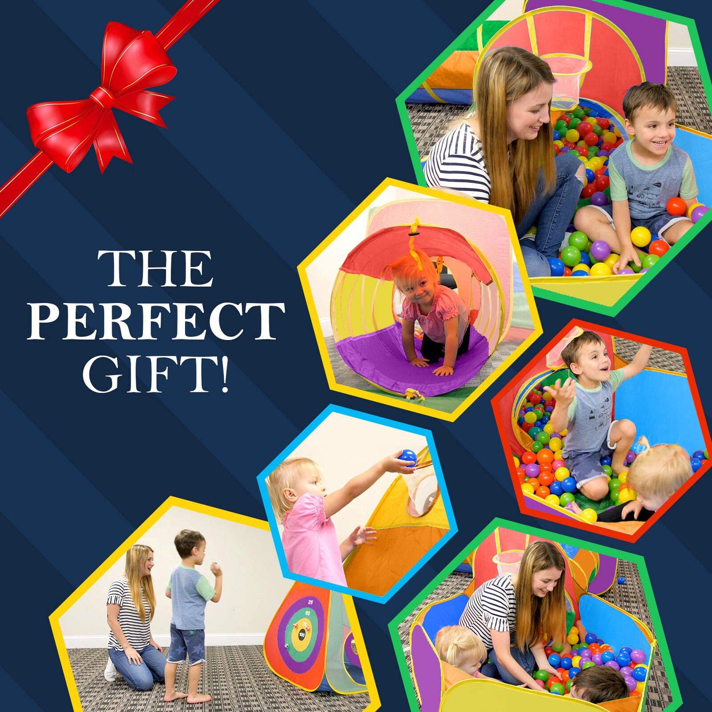 Gift for Toddler Boys & Girls, Ball Pit, Play House and Tunnels for Kids, Best Birthday Gift for 3 4 5 Year Old Pop Up Baby Play Toy, Target Game w/ 4 Darts Indoor & Outdoor, Pit Balls Not Included