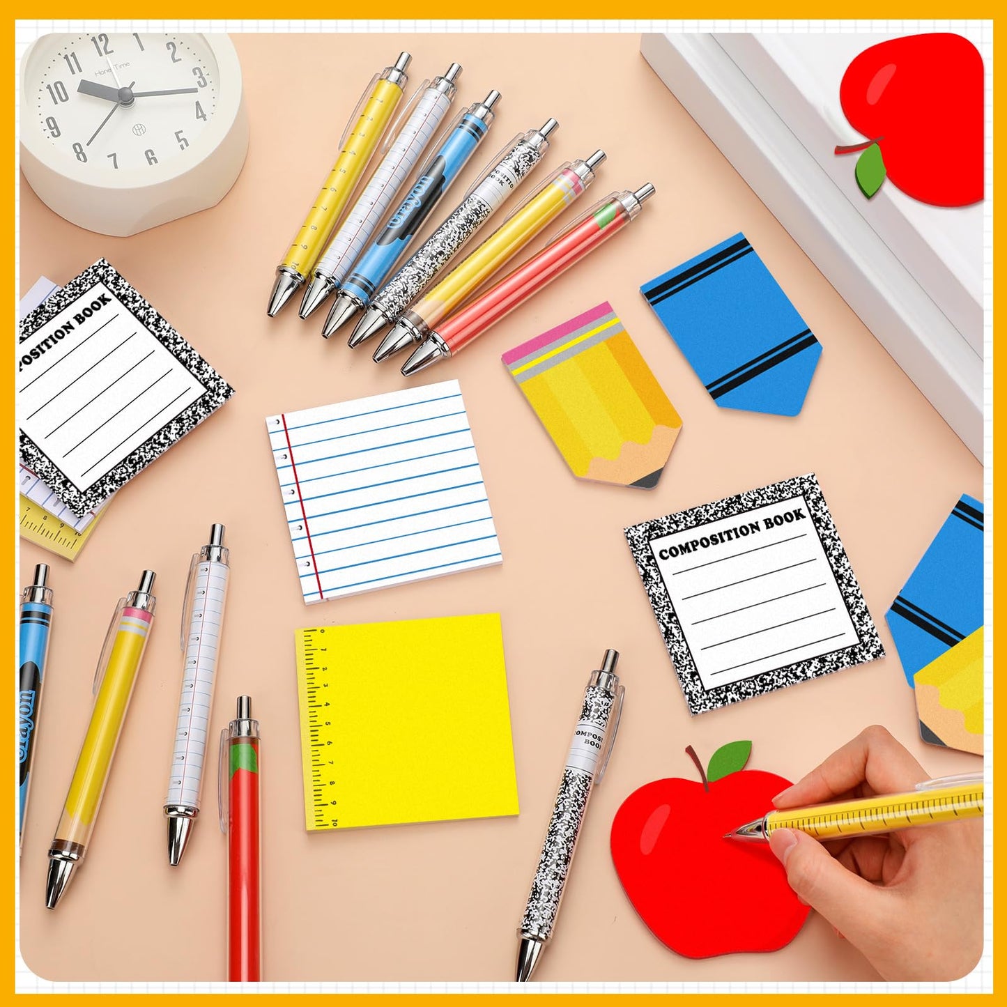 Honeydak 24 Set Back to School Teacher Gift Bulk Teachers Appreciation Gifts in Bulk Teacher Tumbler Cute Composition Notebook Sticky Note Ballpoint Pen for Mentor Lecturer Educator (16 oz,Classic)