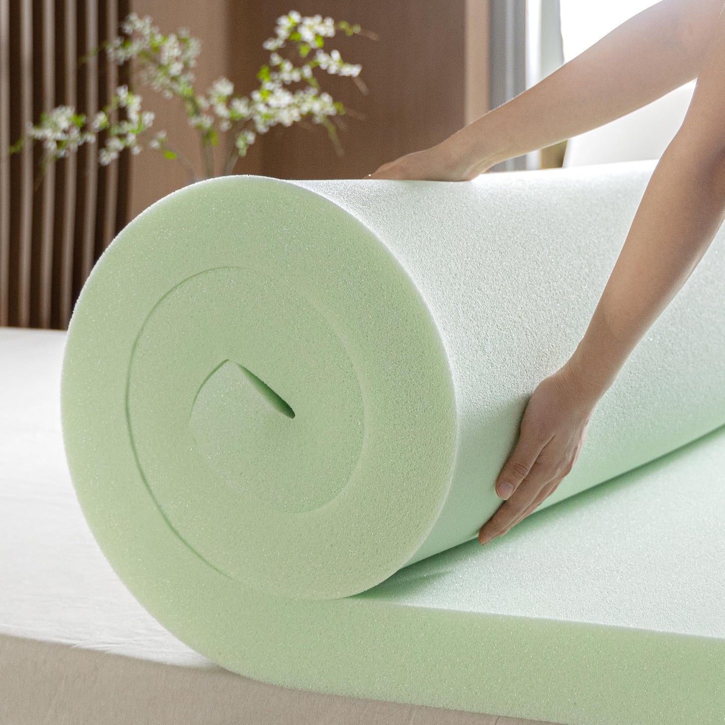 ZINUS 3 Inch Green Tea Memory Foam Mattress Topper, Pressure-Relieving Layer, Ideal for Back Pain Relief, Compact WONDERBOX Packaging, CertiPUR-US Certified, Full