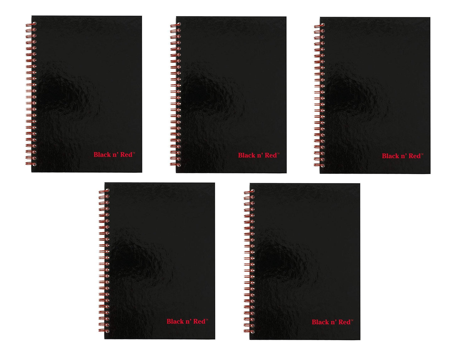 Black n' Red Twin Wire Hardcover Notebook, 8-1/4" x 5-7/8", Black/Red, 70 Ruled Sheets, Sold as 5 Pack (L67000)