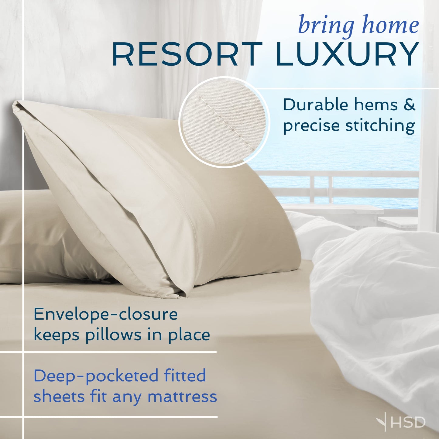 Hotel Sheets Direct 4 Piece Bed Sheet Set Full Size, 100% Viscose Derived from Bamboo Sheets Set with 2 Pillowcases, Cooling & Breathable Luxury Bedding, Moisture-Wicking & Silky Soft Texture, White