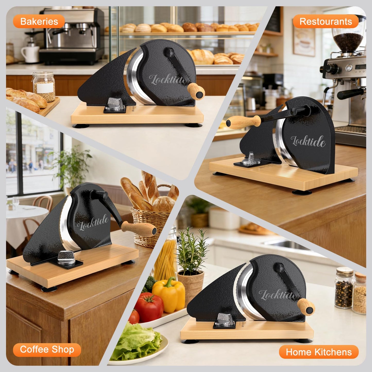 Manual Bread Slicer for Homemade Sourdough Bread, Hand Crank Bread Slicer With Scale Line, Suction Cups and Quality Solid Wood Base, Adjustable Thickness, Evenly Slice