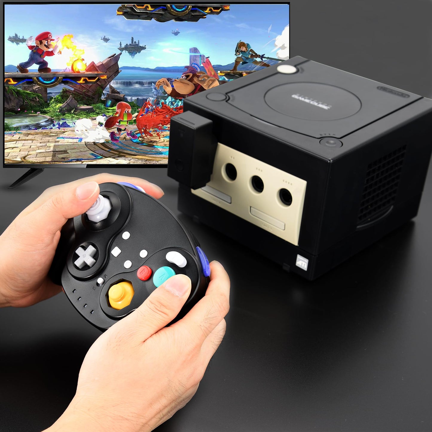 2 Pack 2.4 GHz Wireless NGC Switch Online Controller, GameCube & USB Receiver, Compatible with Windows PC iOS Mac Raspberry Pi Steam GameCube/Switch (Rechargeable) (Plug and Play) (Vibration) Indigo