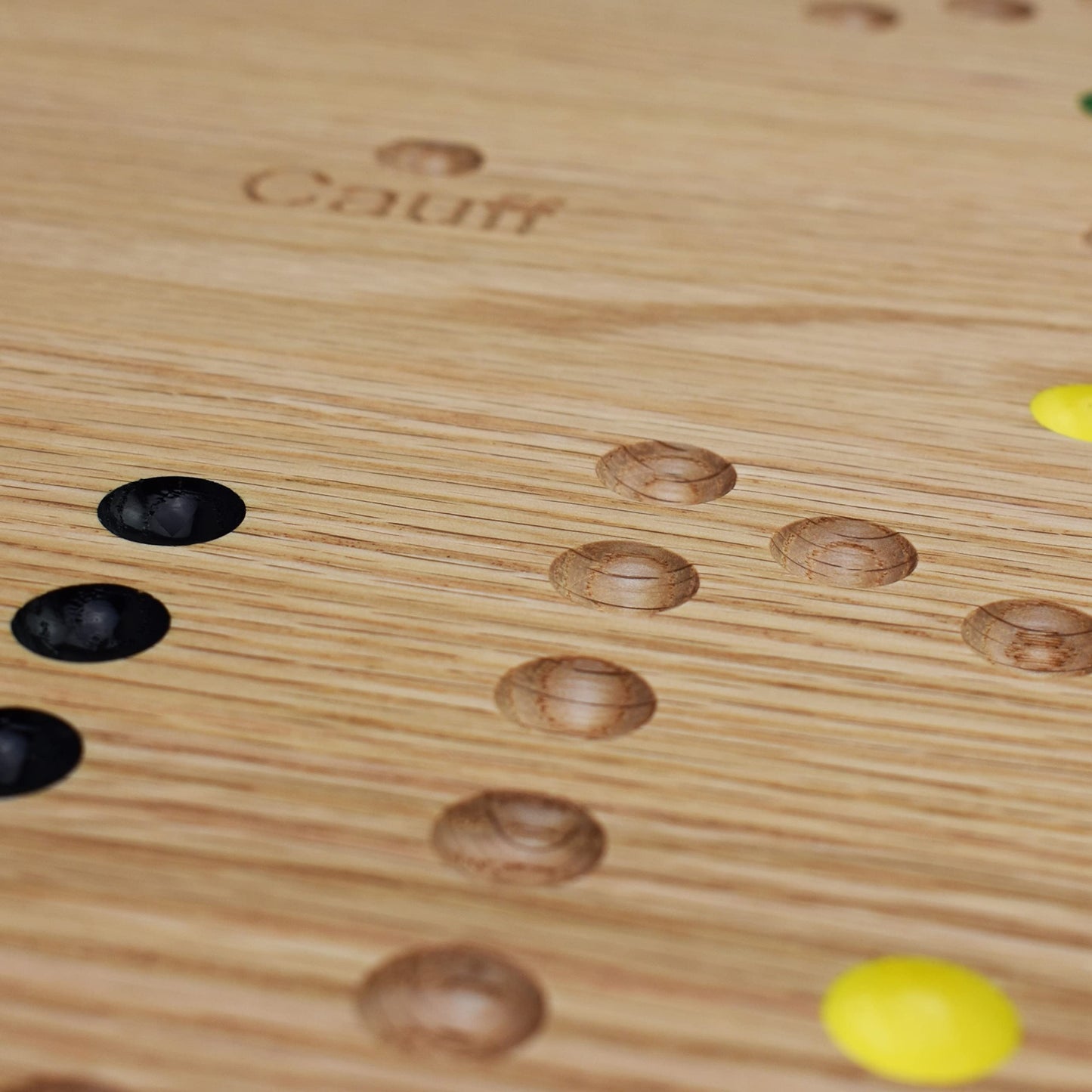 Solid Oak Double Sided Marble Board Game Hand Painted by Cauff (20 inch)