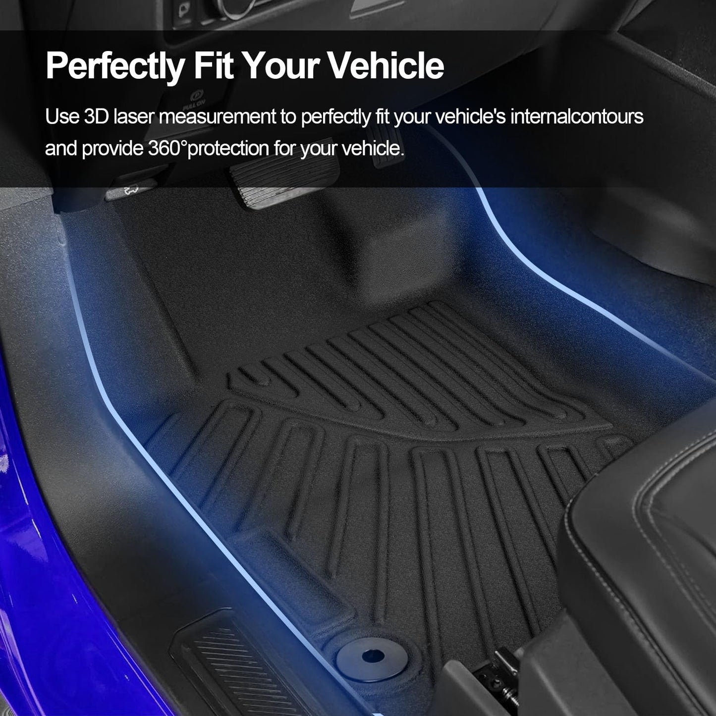 otoez Floor Mats for Ford Maverick Hybrid 2022-2024 2025 (Hybrid Models Only), All Weather Heavy Duty Custom Fit TPE Floor Liners, 1st & 2nd Row Maverick Car Mats Accessories (3PCS)