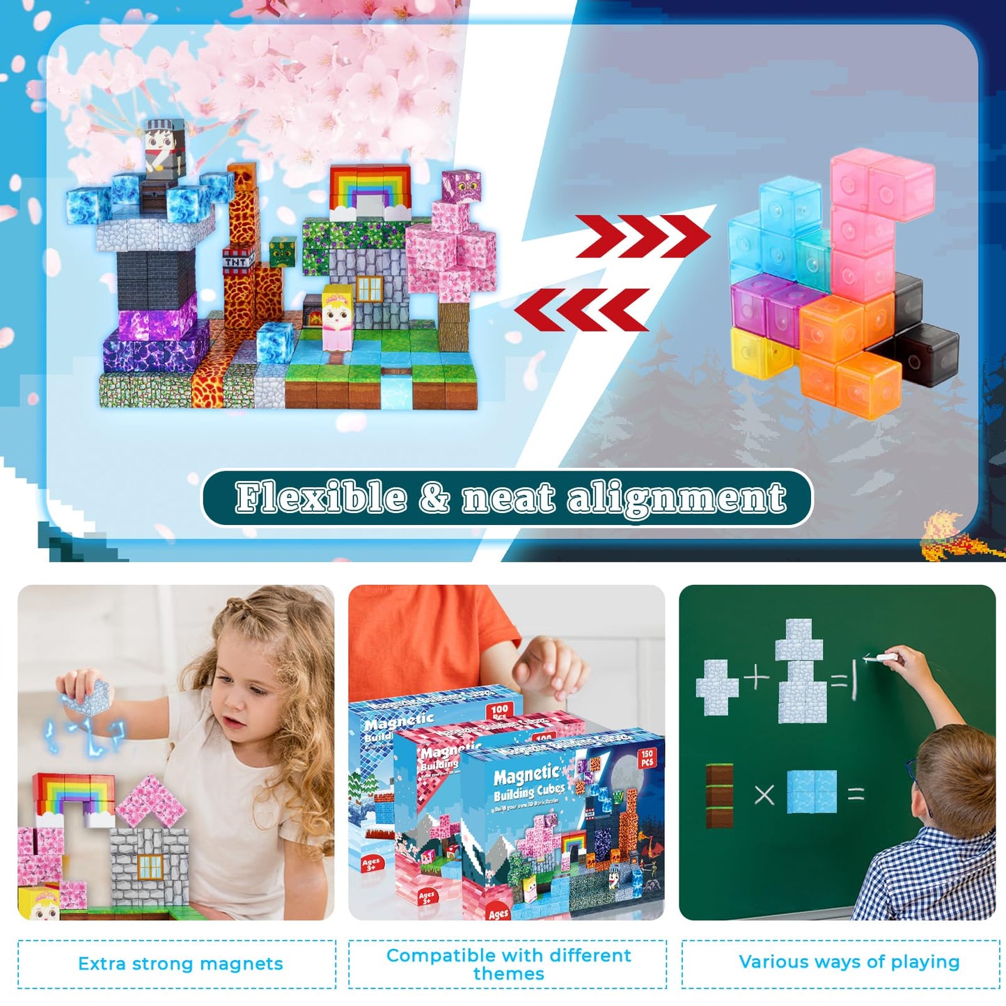GraceDuck Magnetic Blocks - 150 PCS Build Dark Swordsman's Forest Castle - Magnetic Toys for Montessori Toddler Christmas Birthday Gifts - STEM Sensory Toys for 3 4 5 6 7 8 9 10 Year Old Boys & Girls