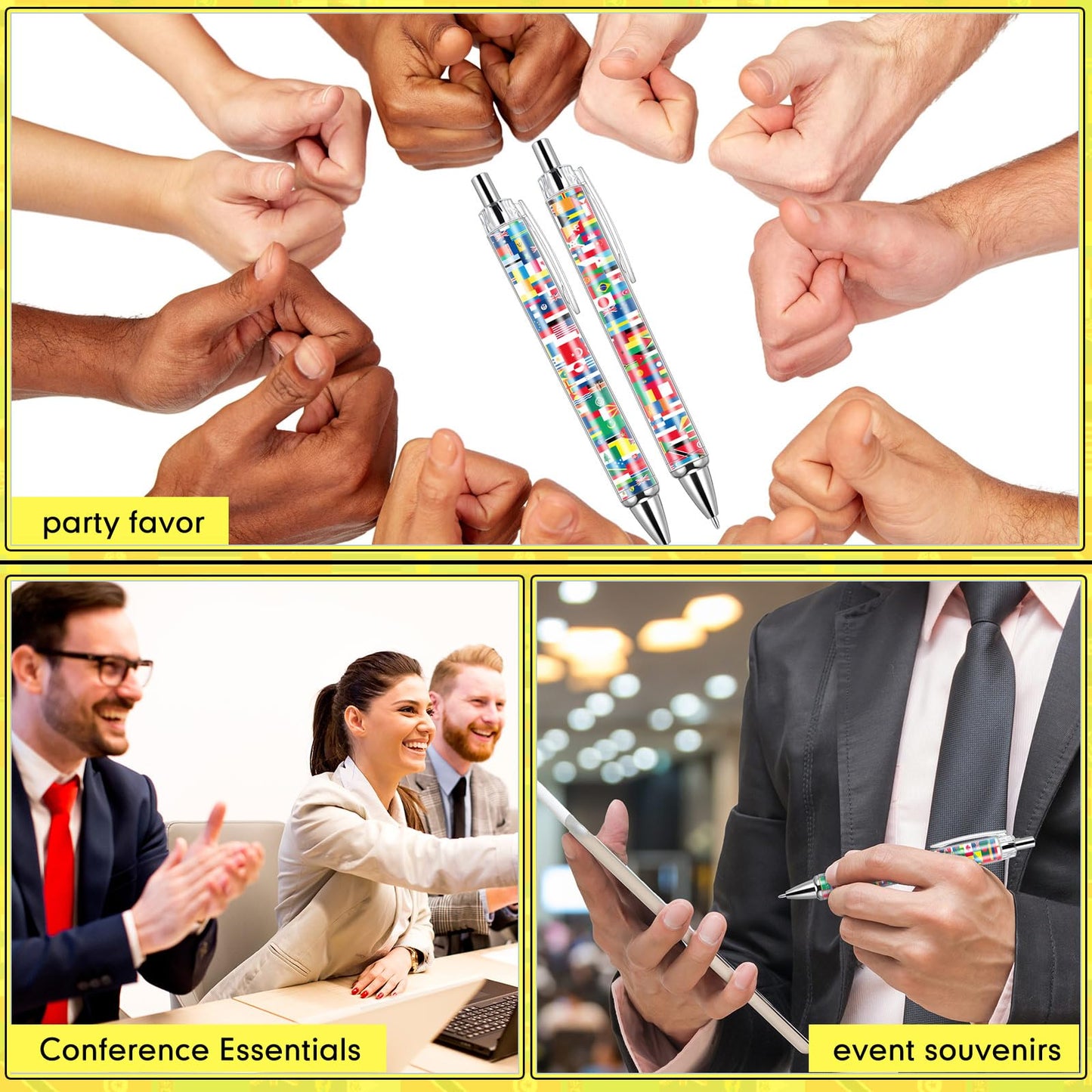 Janlaugh 50 Pcs 2026 Soccer International Flag Pens Around The World Party Favors Multicultural Country Flags Ballpoint Pens Bulk Gifts for Students School Classroom Employees Coworkers Team Staff