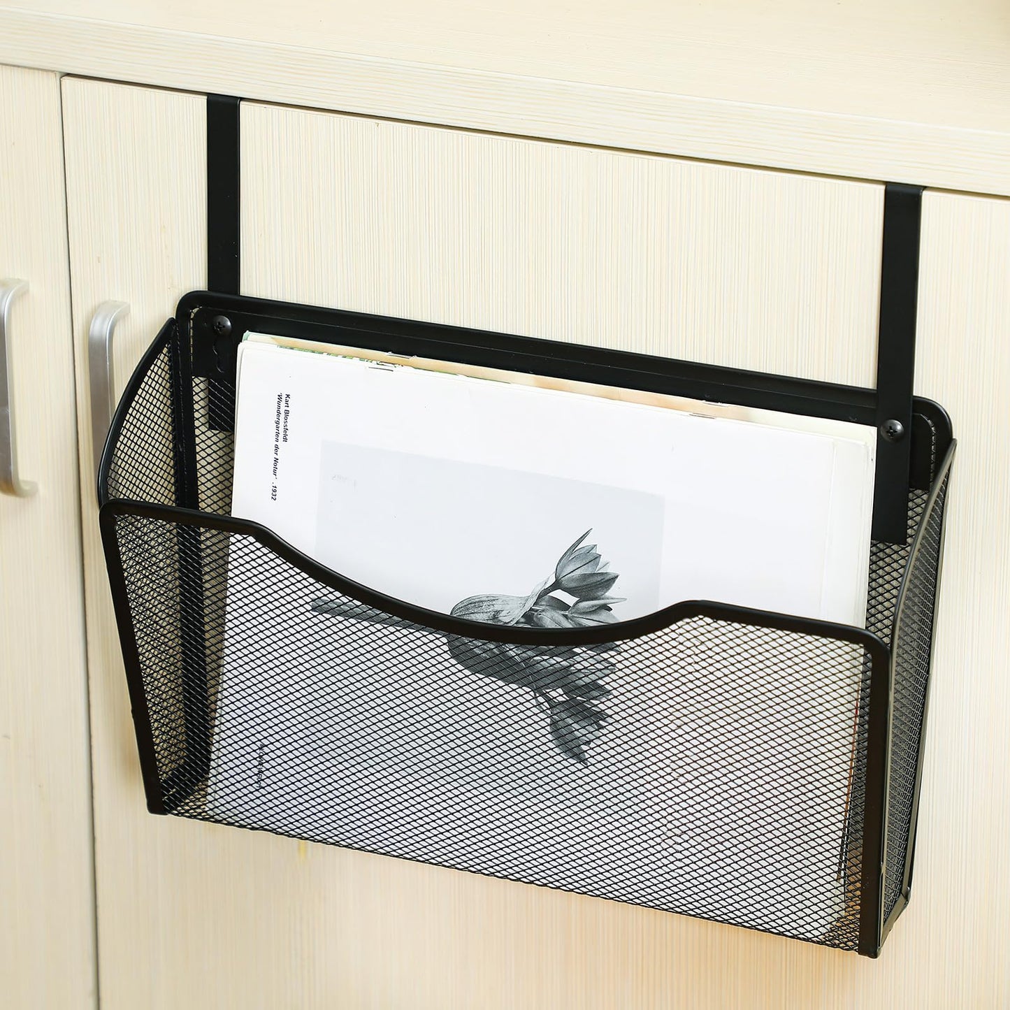 Tenceur 3 Pcs Mesh Letter Wall File Folder Cubicle File Holder Hanging Wall Mounted File Holder 3 Pocket Vertical File Organizer for Office Home Room Storage Basket(13.19 x 12.2 x 3.07 Inch,Black)