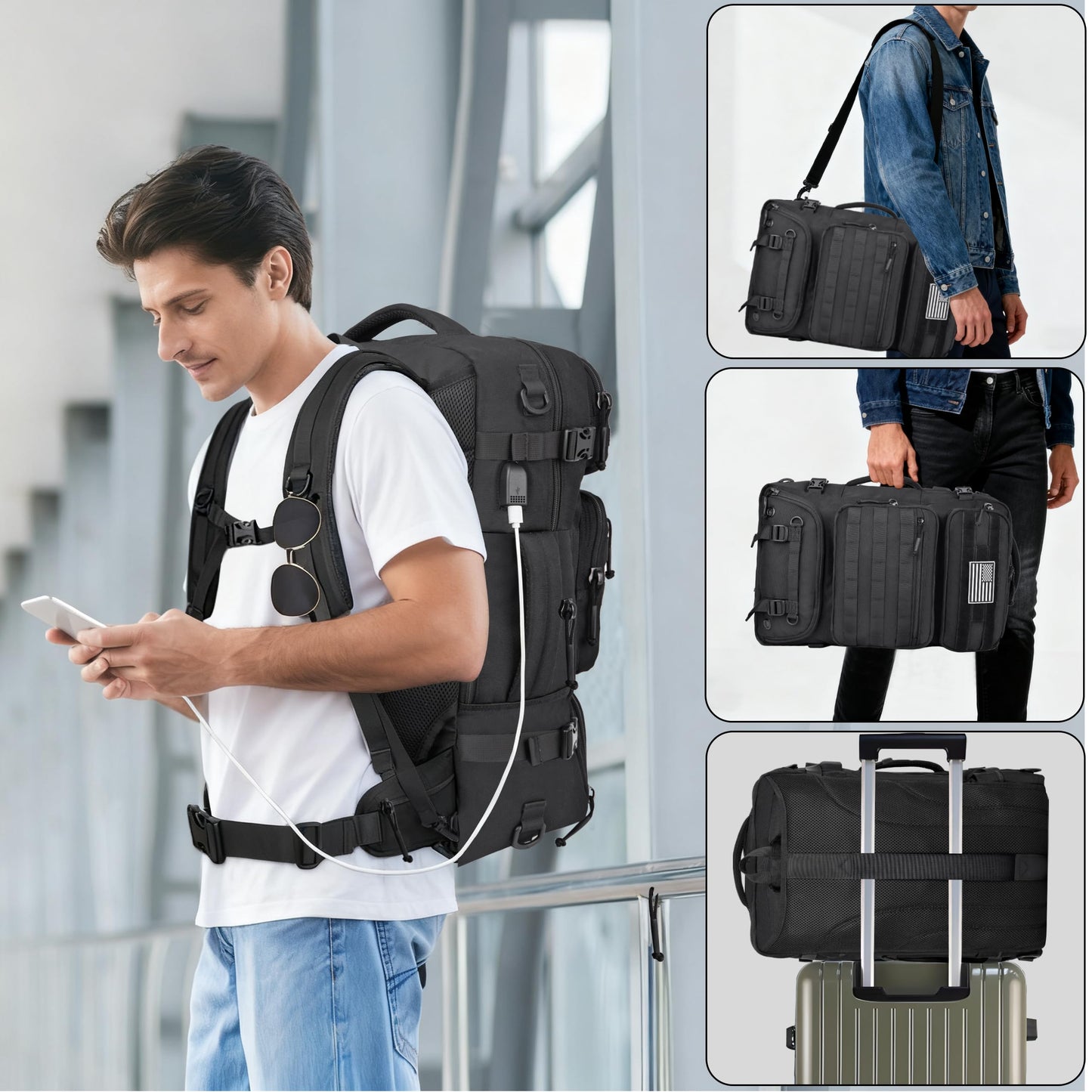 DEYACE 40L Travel Backpack Mens TSA Approved Carry-on Durable Large Weekender Backpack Fits 17.3 Inch Laptop YKK-Zipper AER Travel Pack with USB Charging Port Shoes Compartment